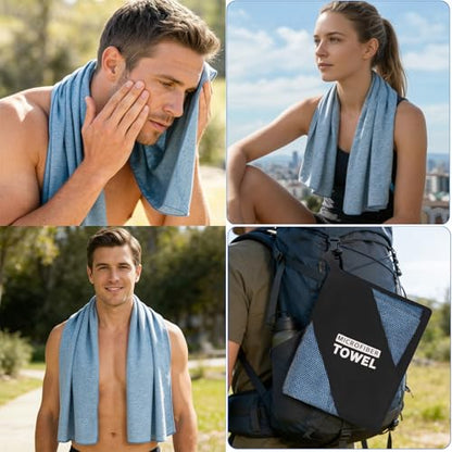 2 Pack Camping Towel S Microfiber Quick Dry Lightweight Towels for Travel Beach Hiking Swimming Pool Backpacking Hot Yoga(Blue, 2 Pack S(15.5X31 Inch) - color: Blue, size: 2 Pack S(15.5X30 Inch