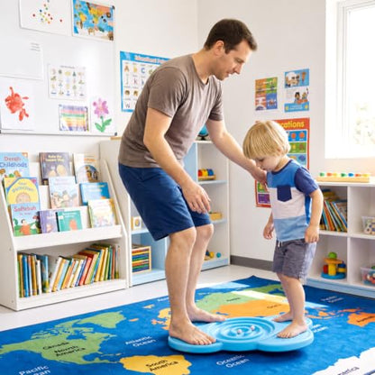 Vinsot Egg Shape Balance Board with Wooden Beads for Kids Child Interactive Toy Sensory Integration Training Coordination Focus Non Slip Wobble Board for Indoor Outdoor