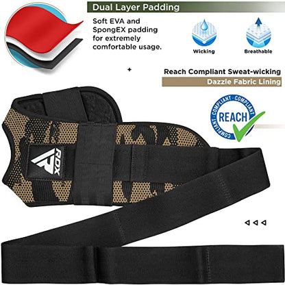 RDX Yoga Stretching Strap, Ankle Ligament Stretcher Belt with Loops Ligament Stretch Band, Fitness Leg Stretcher for Plantar Fasciitis, Foot Stretch Assist for Hamstring, Flexibility Exercise - color: Camo Peach