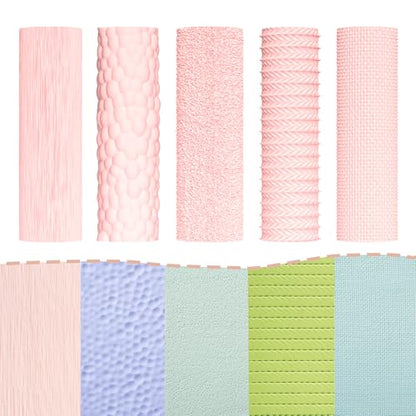 TAINSKY 5 pcs Polymer Clay Texture Roller, Pottery Stamps for Polymer Clay Earrings Jewelry, Embossing Pottery Texture Rollers for Jewelry Making（Textures） - color: Style A Set