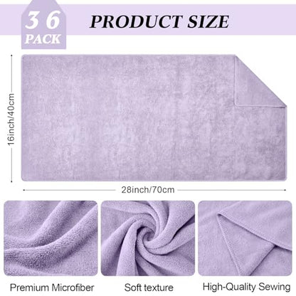 SmoothNovelty 36 Pcs Microfiber Gym Towel 16 x 28 in Bleach Proof Towels Absorbent Soft Sweat Towels Quick Dry Lightweight Towel for Hand Salon Bath Spa Hotel Pool Home Hair Care (Light Purple) - color: Purple