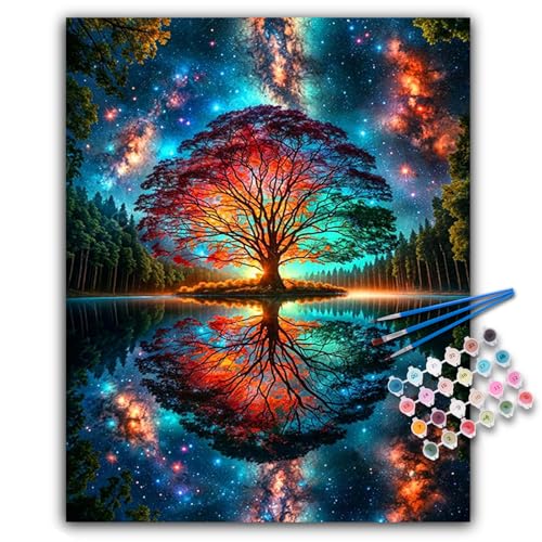 Paint by Numbers Kit for Adults, Tree of Life Acrylic Canvas Painting Set | 16x20 Inch, DIY Number Painting Craft Kit for Adults Beginners, Home Wall Decor, Stress Relief Relaxing Hobby Gift - color: BOP1PNP01