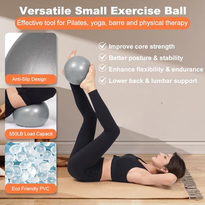 Tsikavo Pilates Ring, Pilates Ring Circle and Ball Set, 12 Inch Magic Circle Pilates Ring,9 Inch Small Exercise Ball,Resistance Bands Set, Home Pilates Equipment for Women - color: Gray