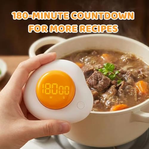 Egg-Shaped Kitchen Timer, Twist Dial Magnetic Kitchen Timers for Cooking, LCD Digital Display, Easy to Use, 180-minute Countdown Timers for Eggs, Bacon & Everyday Cooking