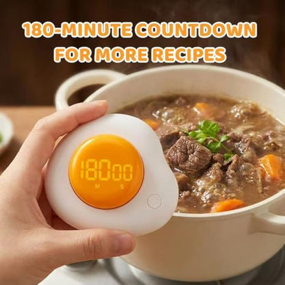 Egg-Shaped Kitchen Timer, Twist Dial Magnetic Kitchen Timers for Cooking, LCD Digital Display, Easy to Use, 180-minute Countdown Timers for Eggs, Bacon & Everyday Cooking