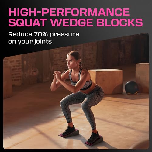 Flexelent Heel Elevated Squat Wedge Block Pair, 17° Angle, Bag Included - color: Pink Power
