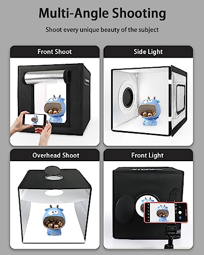 Light Box Photography, Portable Photo Studio Booth Box, 10" x 10" Professional Mini Shooting Tents with 104 LED Lights Dimmable, 6 Backdrops for Small Product: Jewelry, Miniature Models etc. - size: 10*10 inch