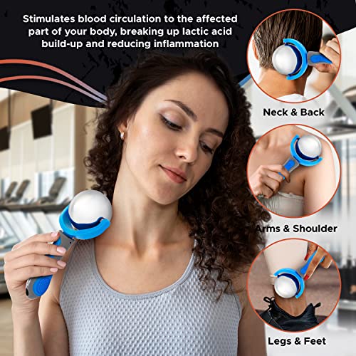 PRIME Fitness Cold Massage Roller Ball | Cold Therapy | Ice Roller Ball with Handle | cryo Stick | Relieve Muscle Pain (Blue) - color: Blue