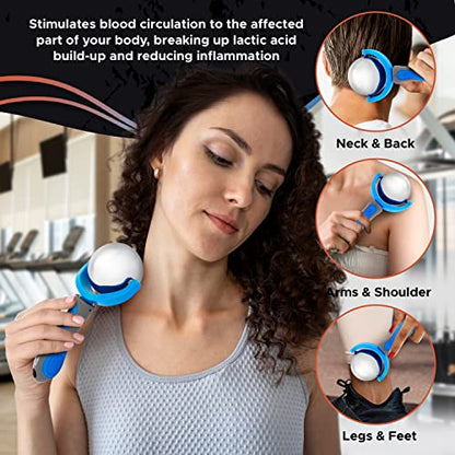 PRIME Fitness Cold Massage Roller Ball | Cold Therapy | Ice Roller Ball with Handle | cryo Stick | Relieve Muscle Pain (Blue) - color: Blue