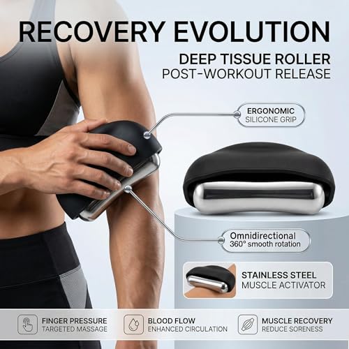 Cooling Massage Roller with Ergonomic Handle for Deep Tissue | Black,360° Easy-Glide Ice Massage Ball for Myofascial Release, Cold Therapy Roller Post-Workout Recovery & Muscle Pain Relief - color: Black