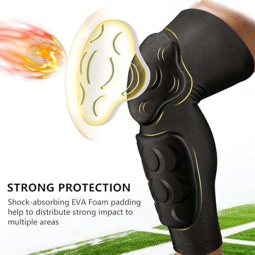 Padded Knee & Shin Guards, Compression Adult Proslide Leg Sleeve Pads, Sliding Anti-Slip Breathable Foam Padding Knee Brace for Football & Multi-Sport (1 Pair) - color: hwlblack, size: Small
