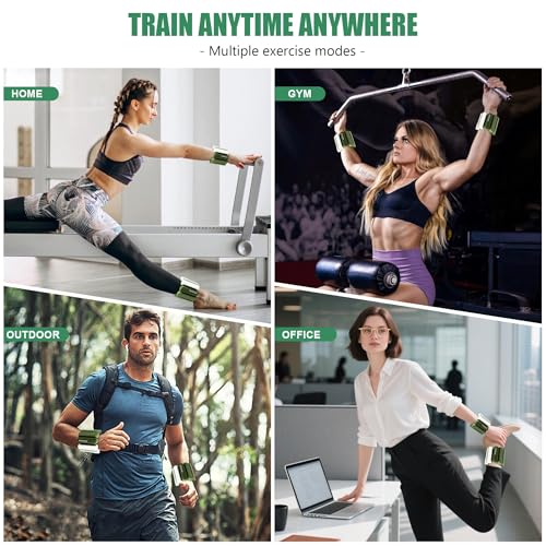 Ankle Wrist Weights for Women 2lbs/4lbs Pairs Adjustable Silicone Weights - color: Gradient Green, size: 4 lbs Pair (2 lb Each)