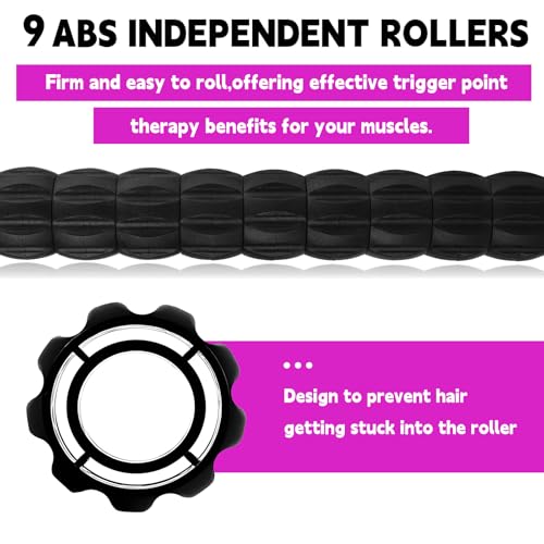 Muscle Roller Stick for Athletes, Massage Roller Stick, Lymphatic Drainage and Liposuction Massage Roller, Relieves Muscle Soreness, Trigger Points, for Physical Therapy and Recovery (Purple & Black) - color: Purple & Black