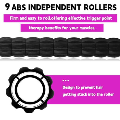 Muscle Roller Stick for Athletes, Massage Roller Stick, Lymphatic Drainage and Liposuction Massage Roller, Relieves Muscle Soreness, Trigger Points, for Physical Therapy and Recovery (Purple & Black) - color: Purple & Black