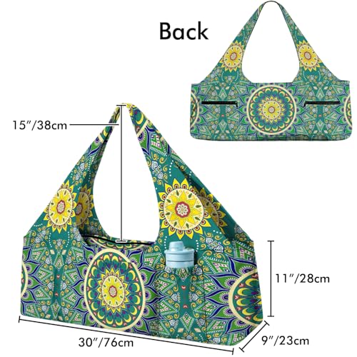 Yoga Mat Bag Large Yoga Bag and Carrier with Strap Zipper and Pockets Fits All Your Stuff Yoga Tote Pilates Bags for Women Fit Most Size Mats - color: Green