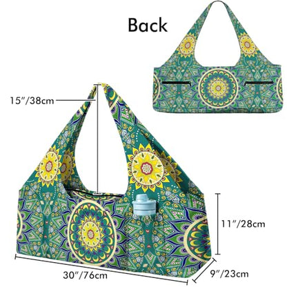 Yoga Mat Bag Large Yoga Bag and Carrier with Strap Zipper and Pockets Fits All Your Stuff Yoga Tote Pilates Bags for Women Fit Most Size Mats - color: Green