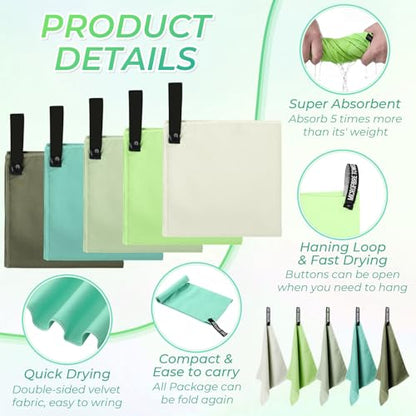 20 Pcs Workout Towels - Gym Sweat Handkerchiefs, Green Gradient - color: Green Gradient