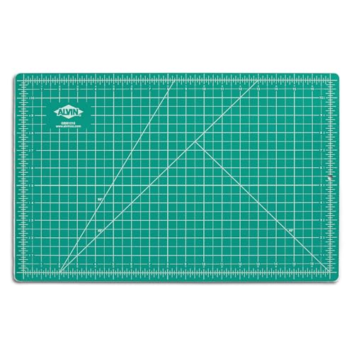 ALVIN GBM Self-Healing Cutting Mat 12 x 18 inch | Double-Sided Green/Black | 5-Layer Gridded Surface for Arts, Crafts and Sewing - Model GBM1218 - size: 18"L x 12"W