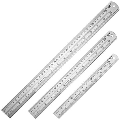 ZZTX Metal Ruler 6 Inch 12 Inch 16 Inch Stainless Steel 3 Pack | Rust-proof, Straight edge, Precise markings, Clear read