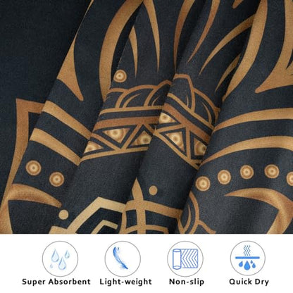 Hot Yoga Towel with Grip Dots, Non Slip, 74"x26", Gold Mandala - color: Gold Mandala, size: 74" x 26"
