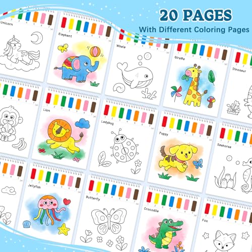 SOCOLER Paint with Water Coloring Books for Toddlers,Animal Theme Mess Free Watercolor Painting Papers for Kids Water Color Paint Kit Art Craft Gift for Ages 1-3, 4-8 - color: Animal B