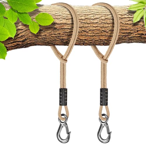 BeneLabel 2 Pcs Tree Swing Rope, 39 inch, Hammock Tree Swing Hanging Strap, Heavy Duty Hook, for Indoor Outdoor Swing Hammock Playground Set Accessories,Raw White - color: Raw White, size: 39"(2 Pack)