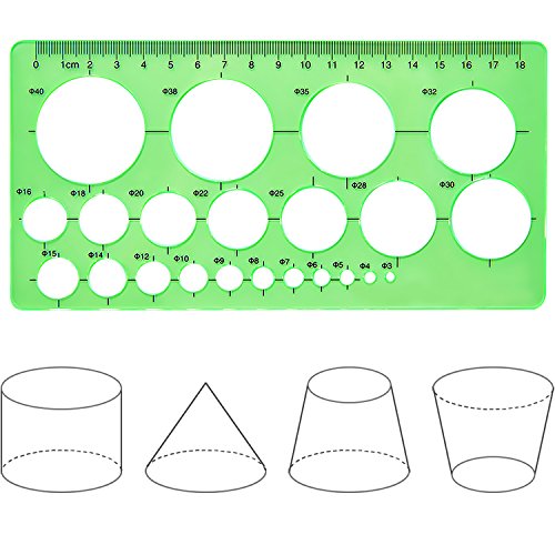Hestya 3 Pieces Circle Template for Drawing 3 Sizes Circle Stencil Templates for Drafting Round Plastic Geometric Stencil for Office and School Building Formwork Drawings(Clear Green)