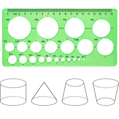 Hestya 3 Pieces Circle Template for Drawing 3 Sizes Circle Stencil Templates for Drafting Round Plastic Geometric Stencil for Office and School Building Formwork Drawings(Clear Green)