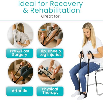 Vive Leg Lifter Strap - Leg Raise Stretch Strap w/Loop for Physical | Therapy, Elderly - Doesn't Strain Knee, Thigh, & Hip Like Other Leg Lifters - Hamstring Stretcher After Surgery, Bed Foot