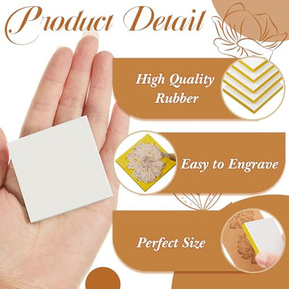 Frienda 24 Pcs 2" x 2" Rubber Carving Block Printmaking Stamp, White Yellow | Easy to Carve, for Printmaking, Stamp Making, DIY Crafting, Scrapbook, Painting, Soft Linoleum for Beginners, Professionals - color: White Yellow
