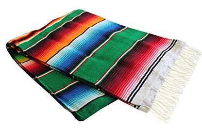 Del Mex Mexican Serape Blanket (X-Large, Green) - color: Green, size: X-Large
