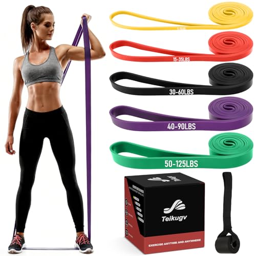 Resistance Bands for Working Out, Pull Up Assistance Bands Set, Exercise Workout Bands for Full-Body Training, Fitness, Physical Therapy, Home Gym for Women & Men (5-125lbs)