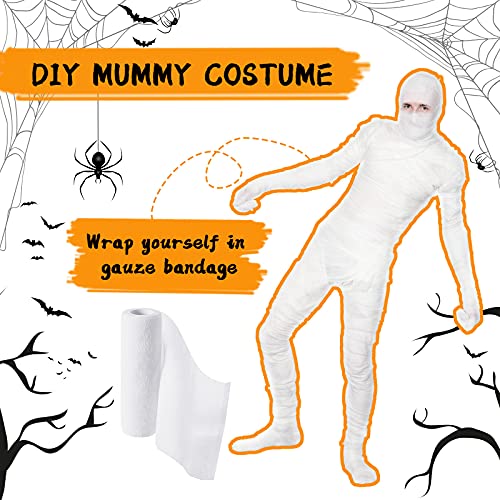 Nuanchu 5 Rolls 25 Yards Mummy Bandage Wrap Gauze Halloween Costume | Self Adhesive Stretch Bandage Rolls, Easy Wrap for Cosplay Mummy Halloween Costume Party, Fits Women Men