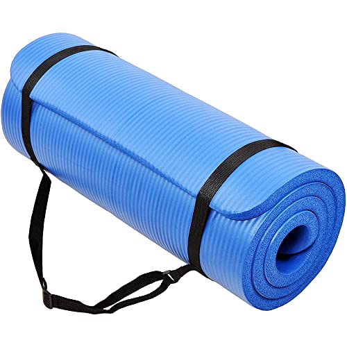BalanceFrom 1-inch Thick 71x24 Inches Extra Thick Exercise Yoga Mat - color: Blue