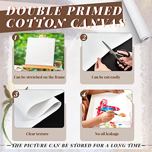 Kinlop 36 Inch x 40 Feet Double Primed Cotton Canvas White Canvas Roll for Oil and Acrylic Paint - color: White, size: 36 Inch X 40 Feet
