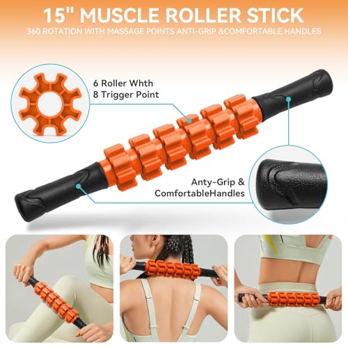 Krightlink 5 in 1 Foam Roller Set Trigger Point Exercise Foam Roller - color: Orange Black