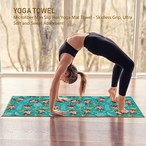 Yoga Mat Towel Monkey Banana, 73" x 27" - color: Monkey Banana