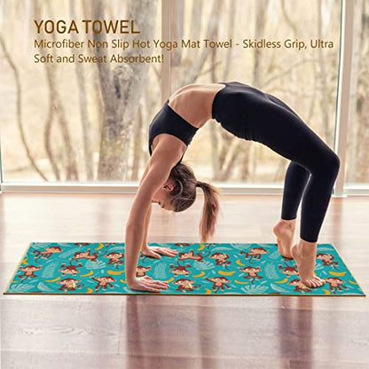 Yoga Mat Towel Monkey Banana, 73" x 27" - color: Monkey Banana