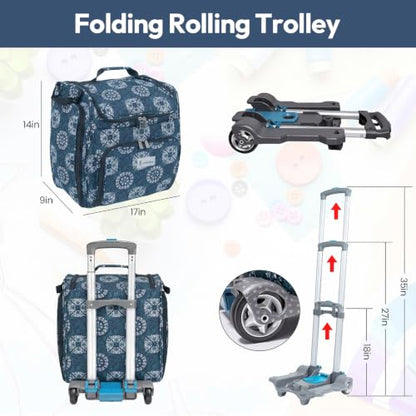 Handy Sandy Crafter’s Tote Bag Organizer, Storage Bag for Craft Supply, and Scrapbooking Carrier w/Handle and Wheels - color: Madrid Tile