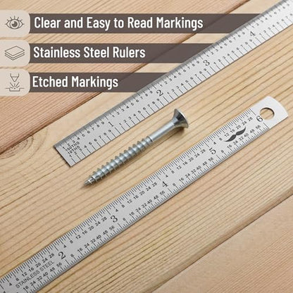 Mr. Pen- Machinist Ruler, 6 Inch, 2 Pack, Stainless Steel Imperial | Precision Measuring Tool, 1/10, 1/100, 1/32, 1/64 Inch Graduation for Engineering, Carpentry, Drafting, Office, School - style: 6 inch, 2 Pack 1/10-1/100 Graduation