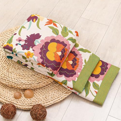 Flower and Bird Boho Throw Blanket for Bed Couch 80"×90" - color: Boho Flower-c, size: 80"x90"