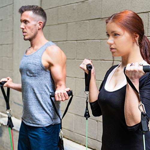 TRIBE Resistance Bands Accessories Equipment System for Home Gym, Exercise, Workout, Tube Bands & Cable Machines. Premium Ankle Straps, Door Anchor & Cushioned Handles. Heavy Duty Handle & Attachments