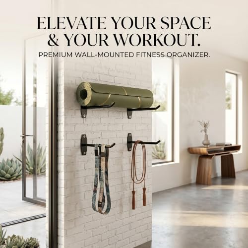 Yoga Mat Wall Mount Holder & Clips for Eyelet Workout Mat Hanging Storage