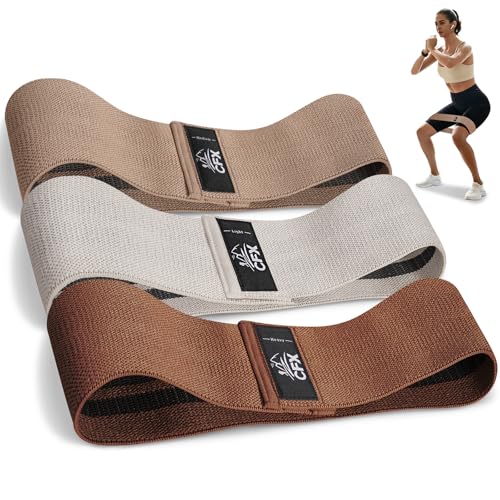CFX Resistance Bands Set, Exercise Bands with Non-Slip Design for Hips & Glutes, 3 Levels Workout Bands for Women and Men, Booty Bands for Home Fitness, Yoga, Pilates - color: Brown