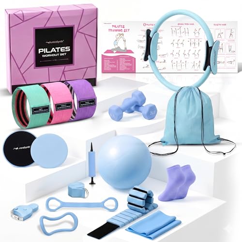 Home Pilates Kit Pilates Equipment Set for Women, Pilates Essentials Kit - color: Sky Blue - 13 Pieces Kit
