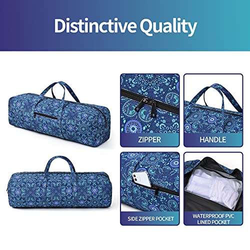 Boulder Bee | Yoga Mat Bag | Large Yoga Mat Carrier with Wet Pocket | Yoga Gifts | Gym Tote Bag for Women - color: Blue