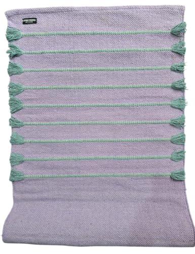 Indian Handmade100 % Organic Anti Skid Multi Colour Cotton Yoga Mat - Eco-Friendly Hand-Woven Rug - Non-Slip & Thick (24”x72”x5mm) for Hot yoga & Everyday Fitness at Home - Comfortable & Foldable Extra-Long Mat - color: Lilac