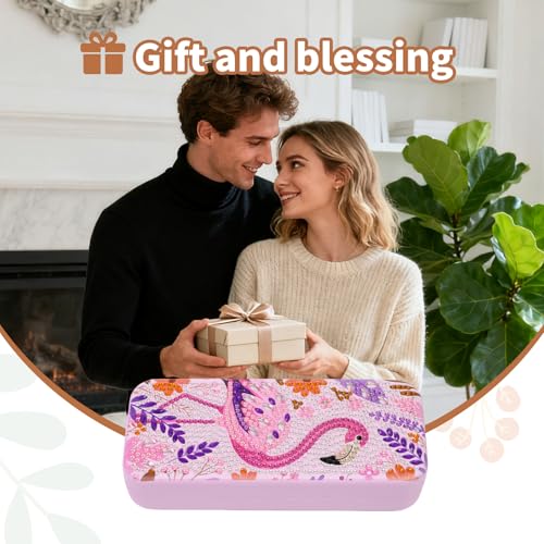 FlyingMage 5D Diamond Art Painting Kit for Adults Beginner, Small DIY Diamond Dots Gem Art Painting Mosaic Kits, Cute Hard Shell Sunglasses Eyeglasses Glasses Case for Women Teen, Pink Flamingo - color: Pink Flamingo