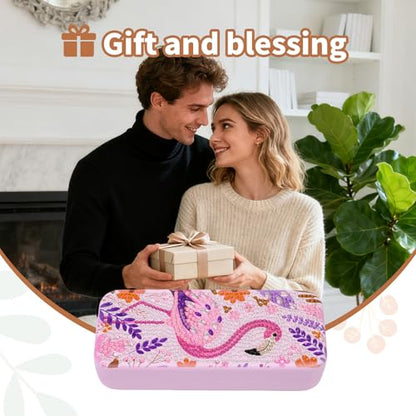 FlyingMage 5D Diamond Art Painting Kit for Adults Beginner, Small DIY Diamond Dots Gem Art Painting Mosaic Kits, Cute Hard Shell Sunglasses Eyeglasses Glasses Case for Women Teen, Pink Flamingo - color: Pink Flamingo