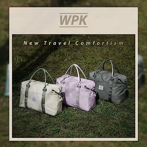 Travel Duffel Bags for Women Mens Waterproof Weekender Carry on Bag Sports Gym Bag Travel Tote Bags with Wet Pocket Overnight Bag Workout Duffel Bags with Trolley Sleeve Beige with Green - color: F9-Beige Green